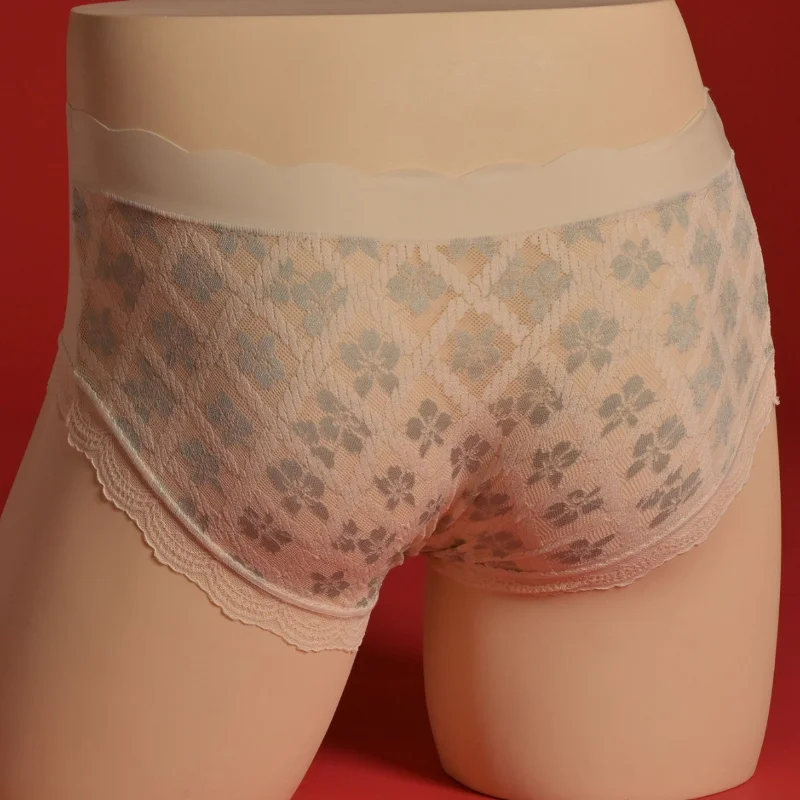 Mens Sissy Panties Flower Hollow Breathable Underwear Elastic Low Rise Briefs See Through Lingerie Ultra-Thin Lace Underpants - Image 2