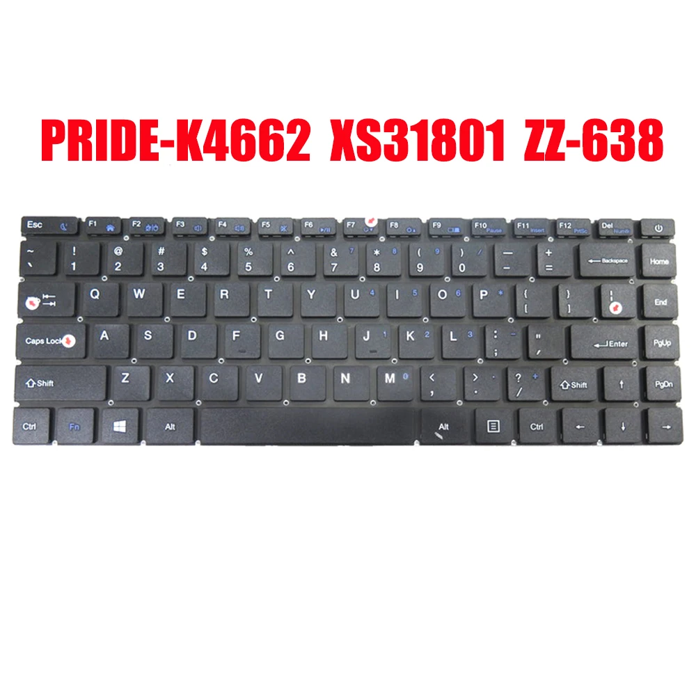 Laptop Keyboard PRIDE-K4662 XS31801 ZZ-638 English US Black Without Backlit New