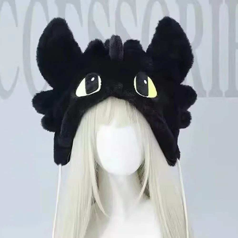 Train Your Dragon Toothless Cosplay Hat Cute Plush Hat Warm and Versatile Ear Protection Hat Trendy Hat Halloween Party Hoop