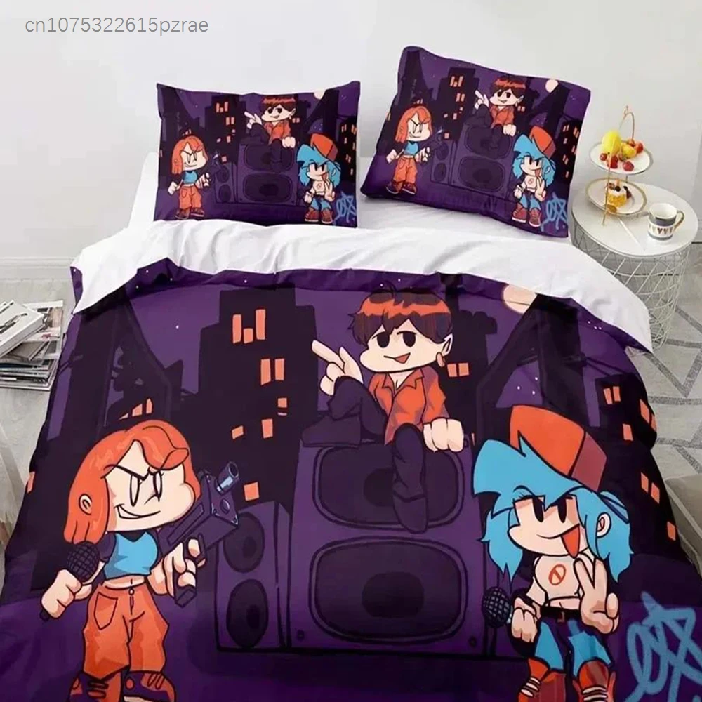 Cartoon Game Friday Night Funkin Comfortable Duvet Quilt Cover Pillowcase Bedding Set Children Bedroom Decoration Home Textile 4