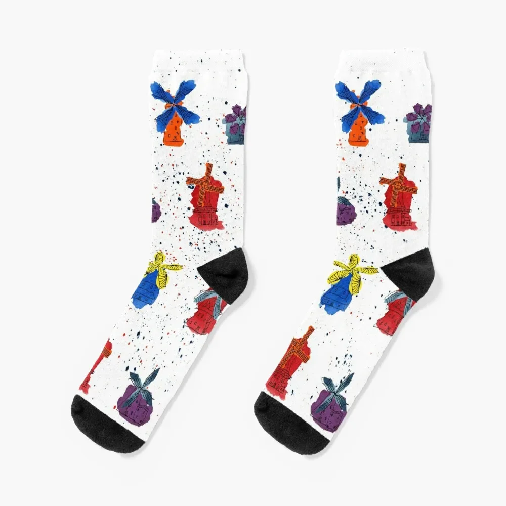 

Windmills in watercolors from different, not necessarily historical, epochs Socks loose Soccer Girl'S Socks Men's