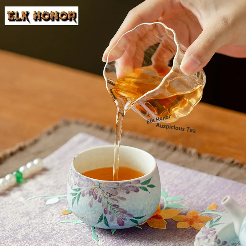 150ml Wisteria Starry Sky Blue Teacup Retro Tea Bowl Cup For Tea Tea-tasting Personal Cup Jianzhan Master Cups Chinese Tea Set