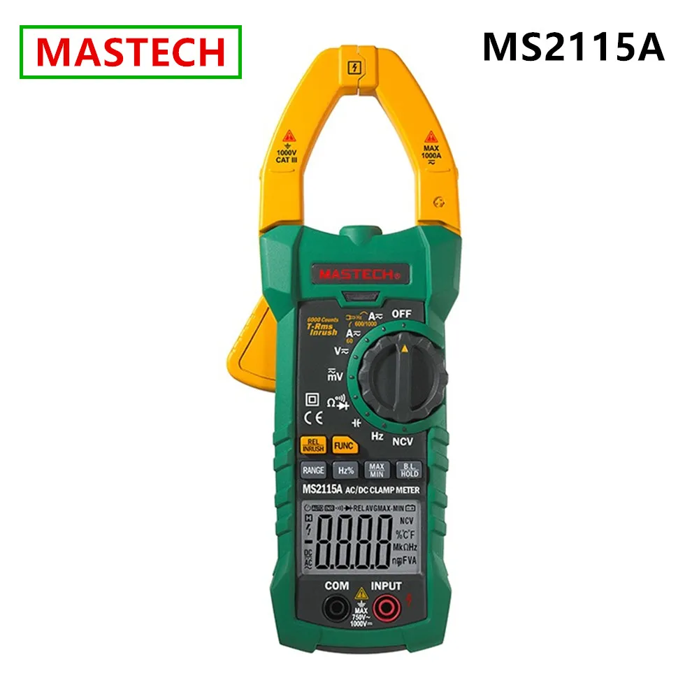 MASTECH MS2115A Multimeter DC AC Current 1000A Digital Clamp Meter True RMS Ammeter NCV Voltage Ohm Tester Multimeter