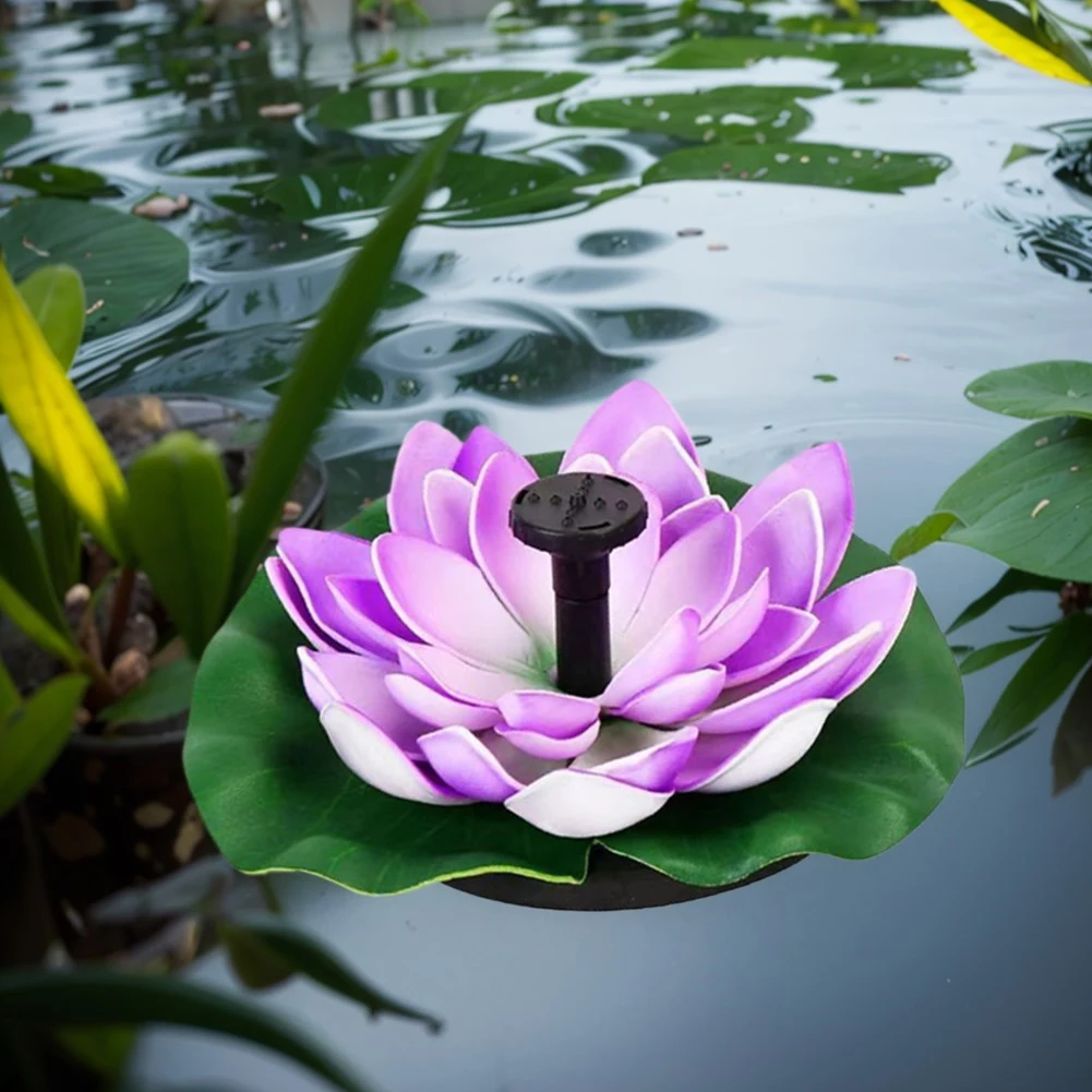 Lotus Solar Water Fountain Brushless Pump Floating Garden Fountain Artificial Lotus Flowers Fountain for Outdoor Bird Bath