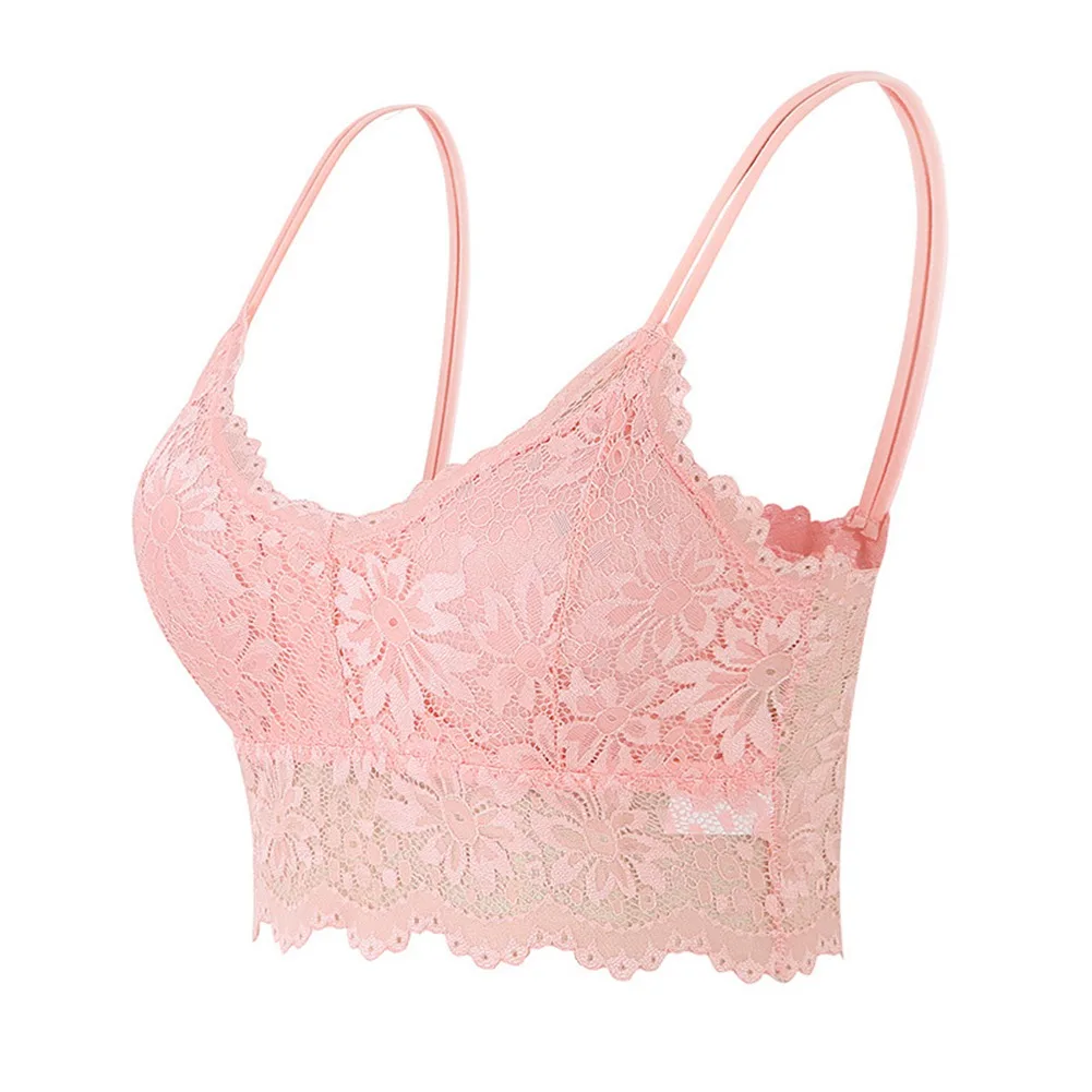 New Women Lace Bras Top Comfortable Bralette Female Hollow Out Wireless Lingerie Seamless Bra Solid Color Sexy Underwear Vest