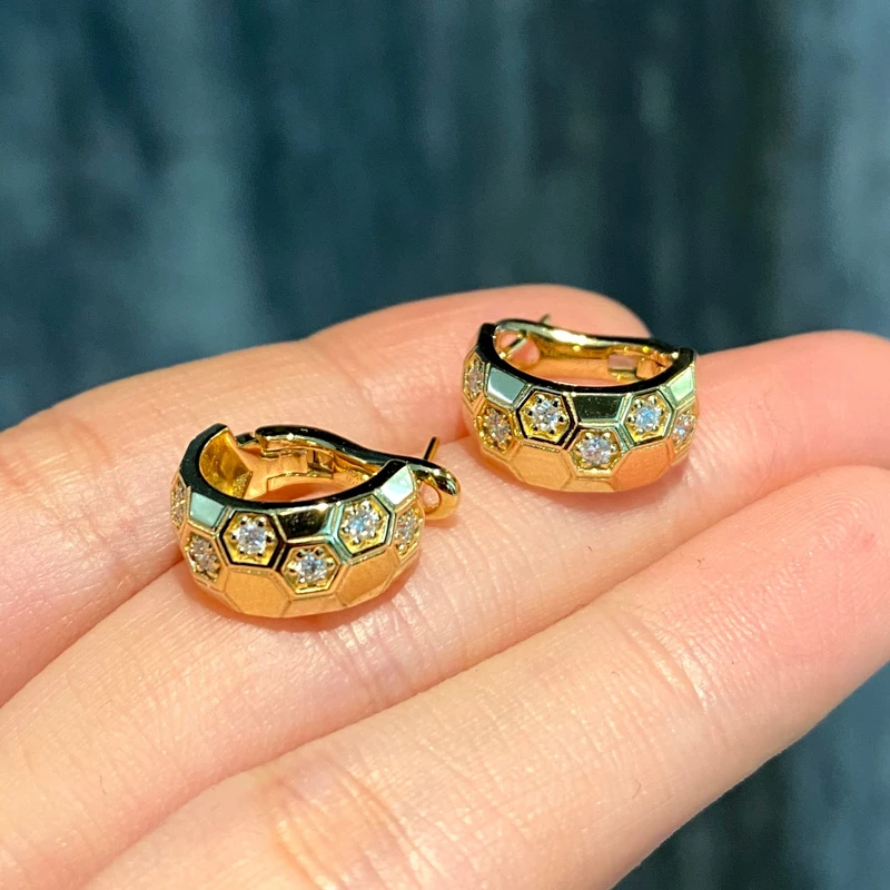 Aazuo 18K Jewelry Set Solid Yellow Gold Real Natural Diamond Luxury Jewelry  Bangle Earring Gift For Women Wedding Party AU750 view 4