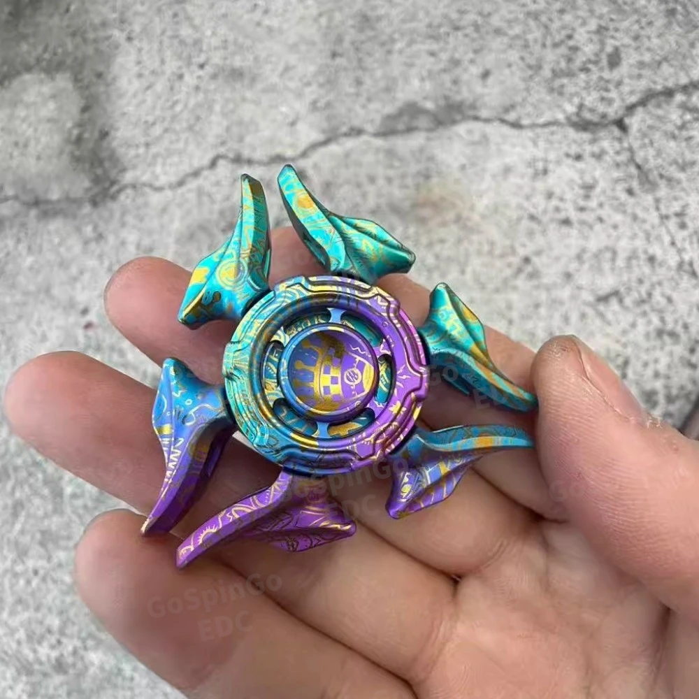 YIJIE EDC Medusa 2.0 ثلاثة شفرات تململ سبينر مكافحة الإجهاد اللعب لعبة جديدة التعامل مع يشعر المعادن تململ لعبة الدوران #5