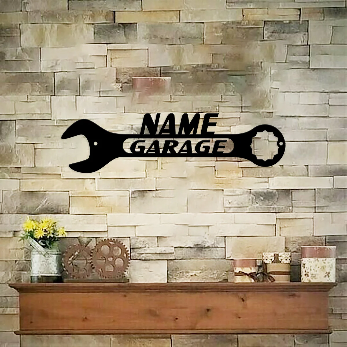 Personalized Metal Garage Sign Custom Name Garage Decor Papas Garage Wrench  Dads Garage  Fathers Day Gift Wrench Sign