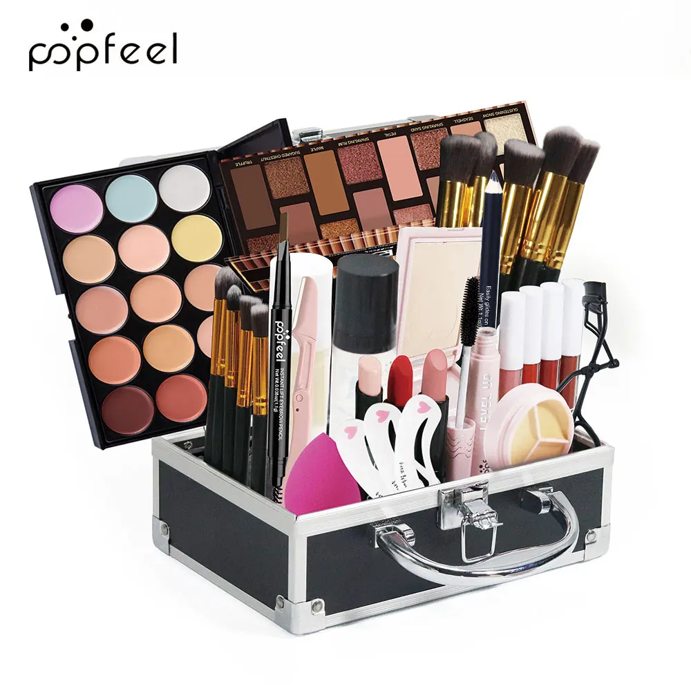 Kit trucco tutto in uno |   Set cosmetico professionale con pennelli, rossetti, ombretti, fard e primer |   Per principianti/espert