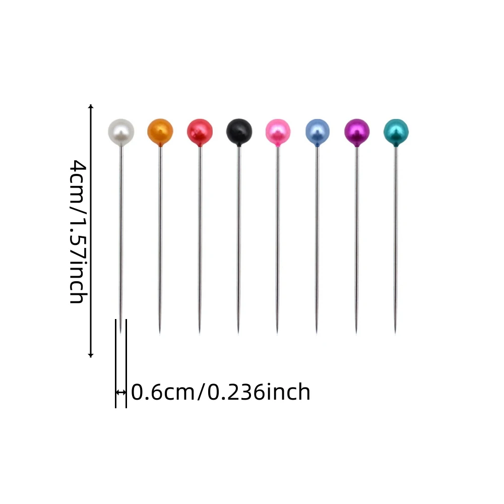 100 Stück/Box 40mm Runde Perlenfarbene Kopfnadeln, Gerade Positioniernadeln zum Quilten, Schneiderei, DIY-Näharbeiten – Detail 1