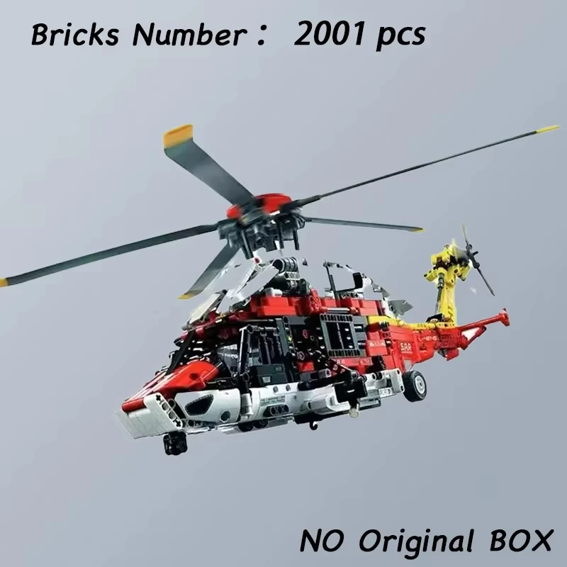 

2001PCS technology Airbus H175 motor Assembly Brick Rescue Helicopter Building Block toy Children's New Year Gift