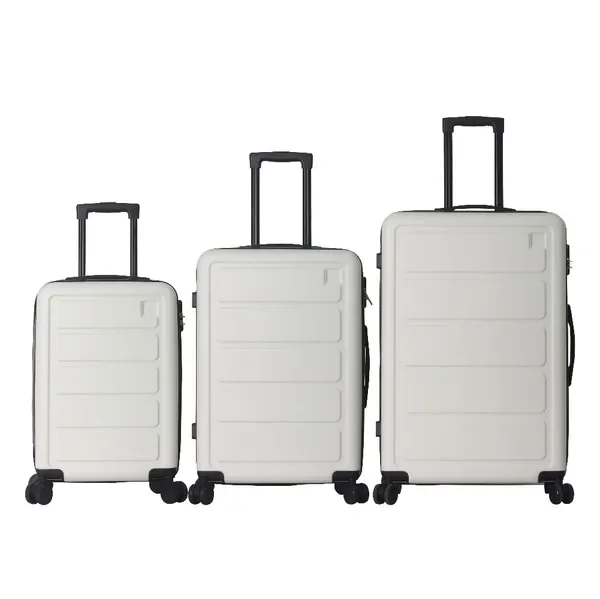 

3Pcs White ABS Hardshell Luggage Set Modern Lightweight Trolley Case With Quiet Spinner Wheels 20'' 24'' 28'' For Family Trip