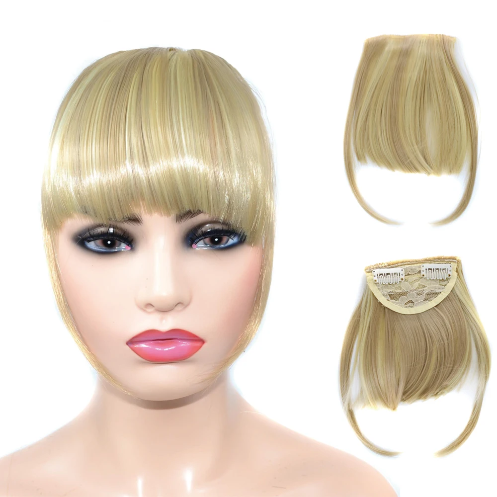 Synthetic Thick Bangs Clip in Fringe Bangs Hair Extensions Fake Blunt Hair Bangs Hairpiece For Women