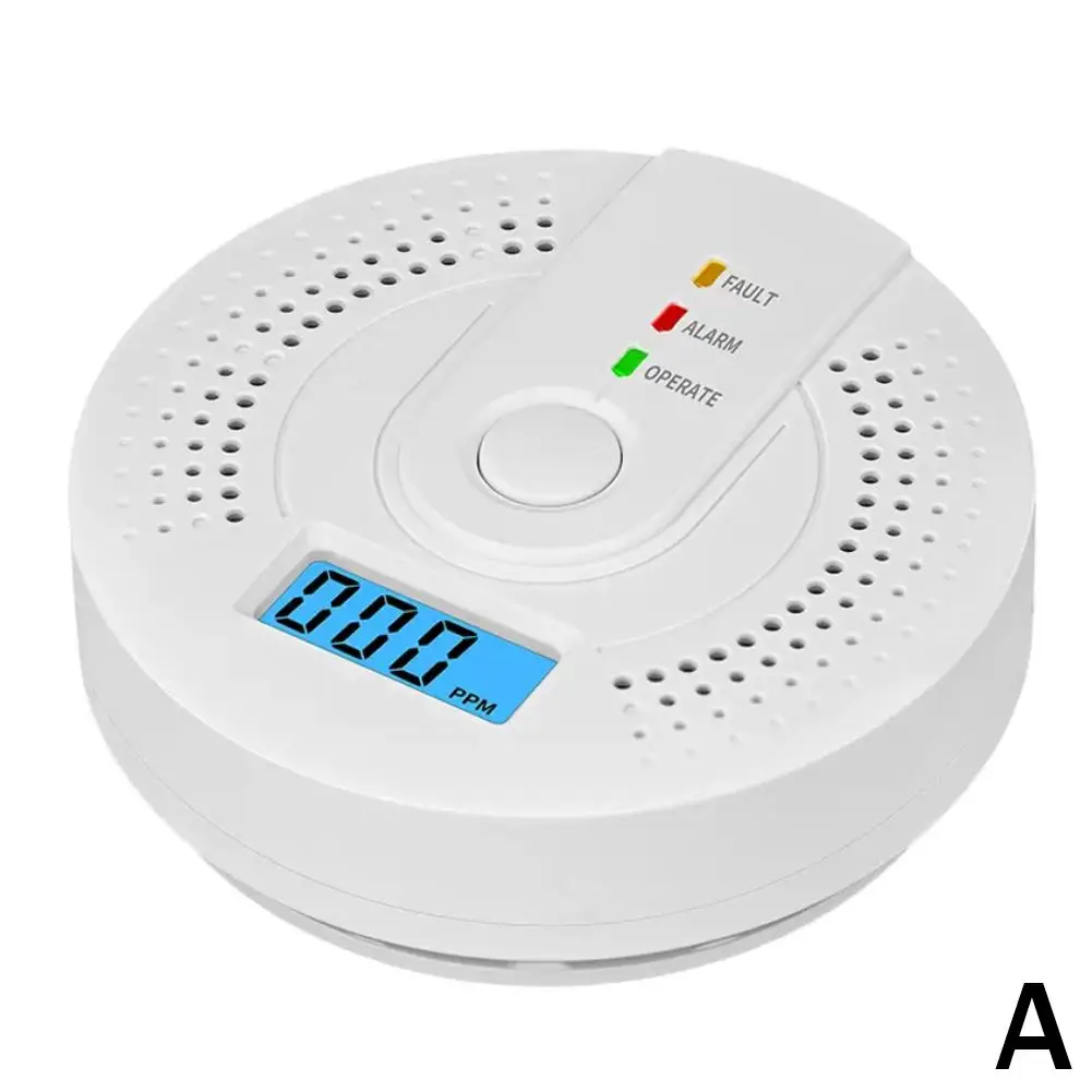Sensor de co2 doméstico sensível, sem fio, monóxido de carbono, fumaça, gás, aviso, indicador lcd, alarme, envenenamento n0z1