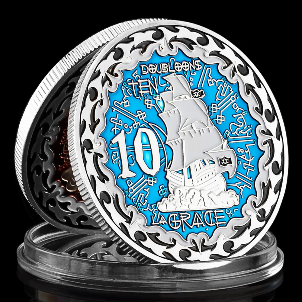 الفضة مطلي القراصنة سفينة عملة ، هيرمان دروغتر ، عملات تذكارية الإبداعية ، اكسسوارات الديكور المنزل ، التحدي