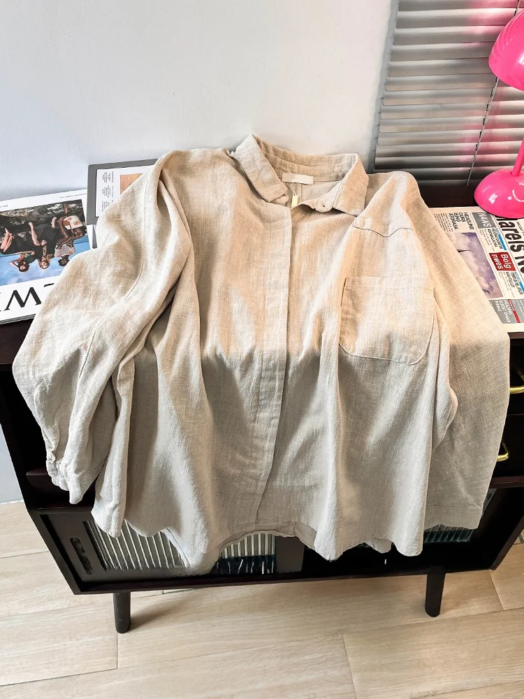 

Женская длинная льняная одежда в стиле ретро в японском стиле, весенне-осенняя свободная верхняя одежда, хлопково-льняной топ средней длины