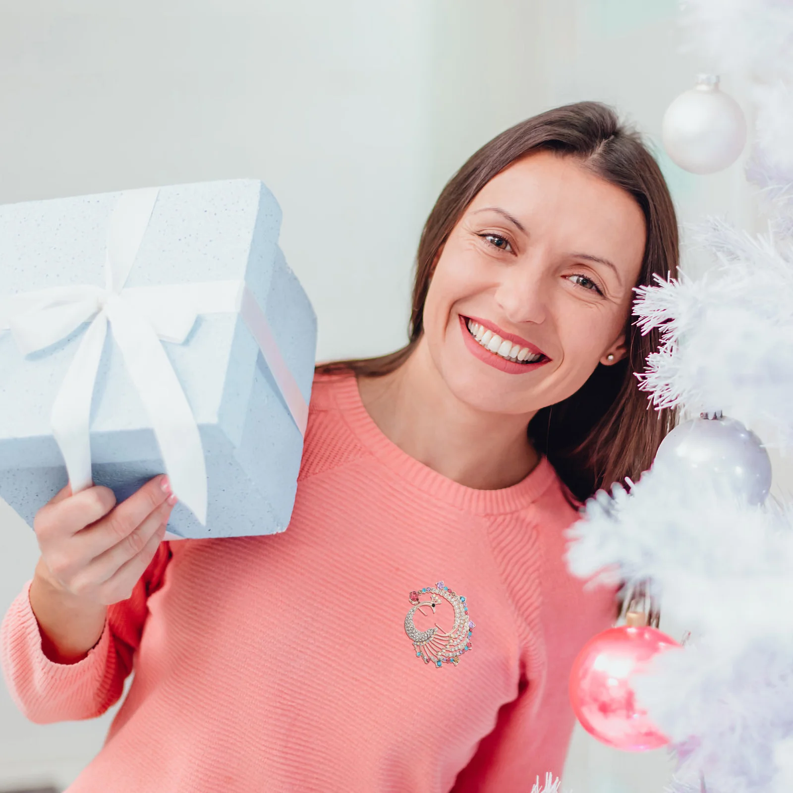 حجر الراين الطاووس بروش دبوس تألق أناقة تصميم فريد من نوعه الطيور الحيوان دبابيس طوق التلبيب دبوس لفساتين شالات