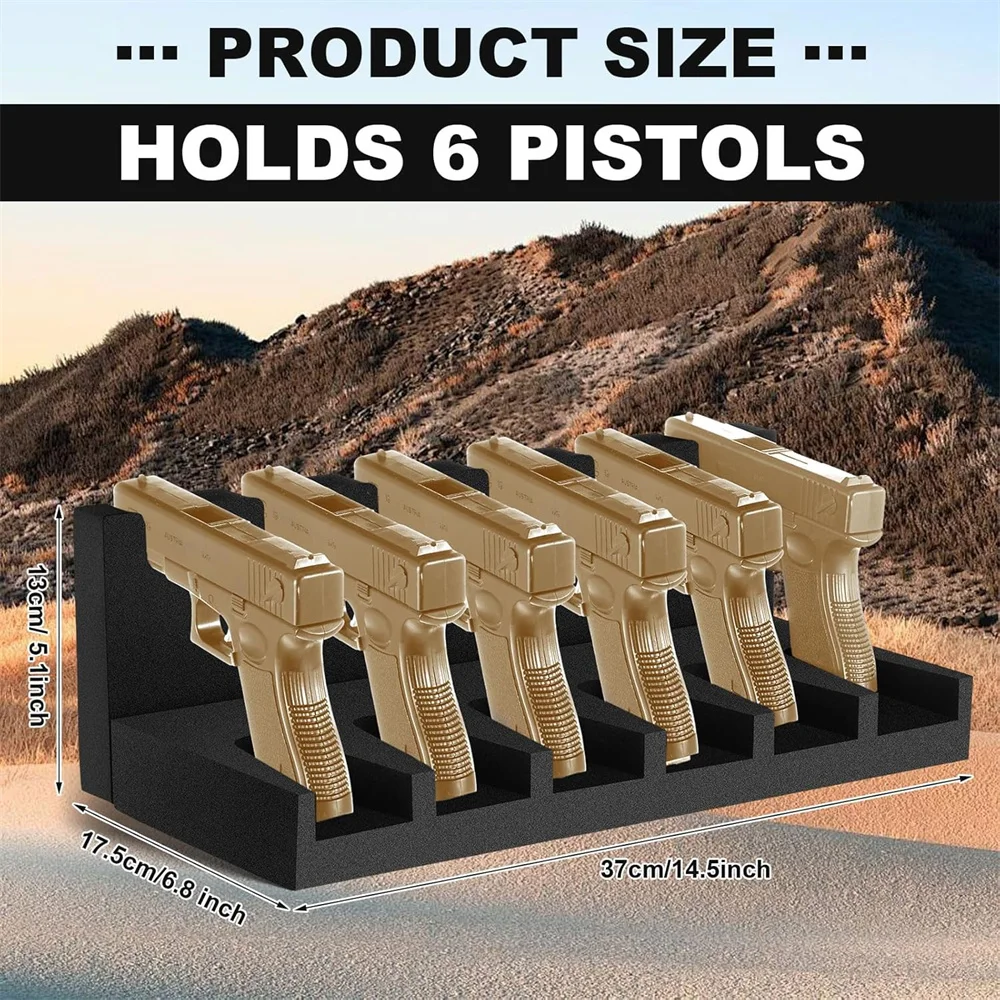 6 Slots Foam Gun Rack Gun Safe Accessory Universal Gun Safe Organizer with Adhesive Strip Shotgun Rifle Rack Rifle Rest Holder