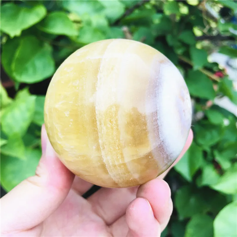 natural yellow fluorite quartz crystal ball healing