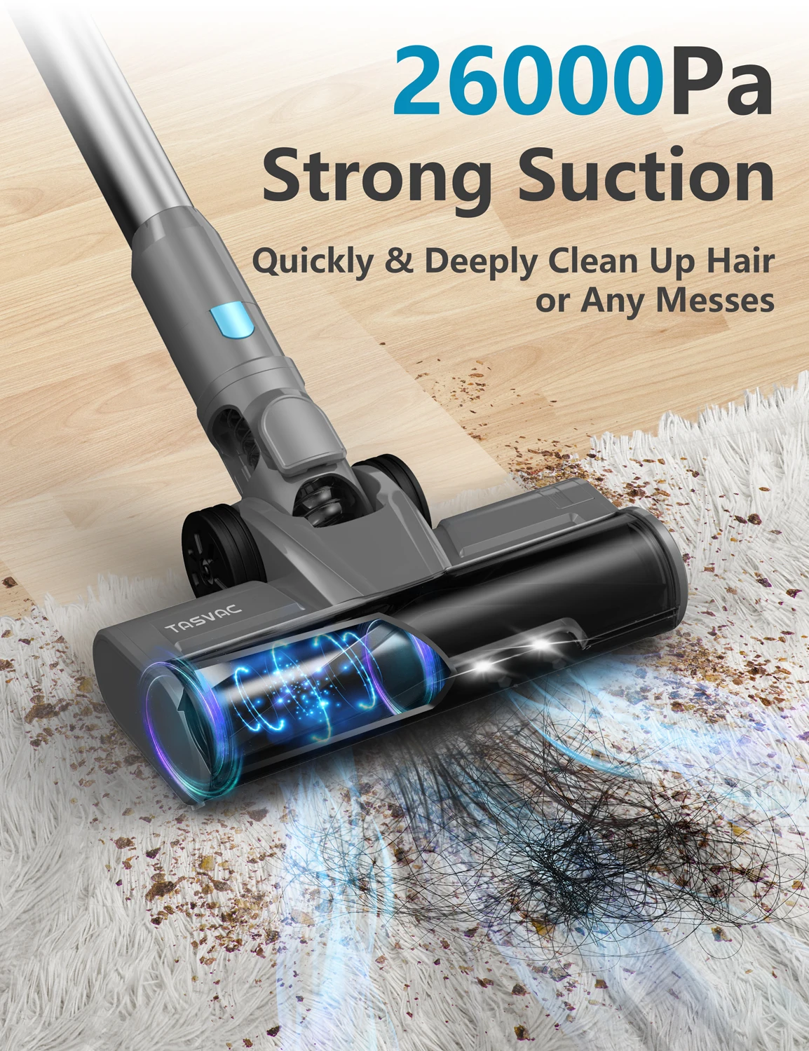 TASVAC I7 Corded vacuum cleaners 26Kpa Powerful Suction 600W Motor 4 in 1 stick Handheld vaccum cleaner for Home Pet Hair Carpet