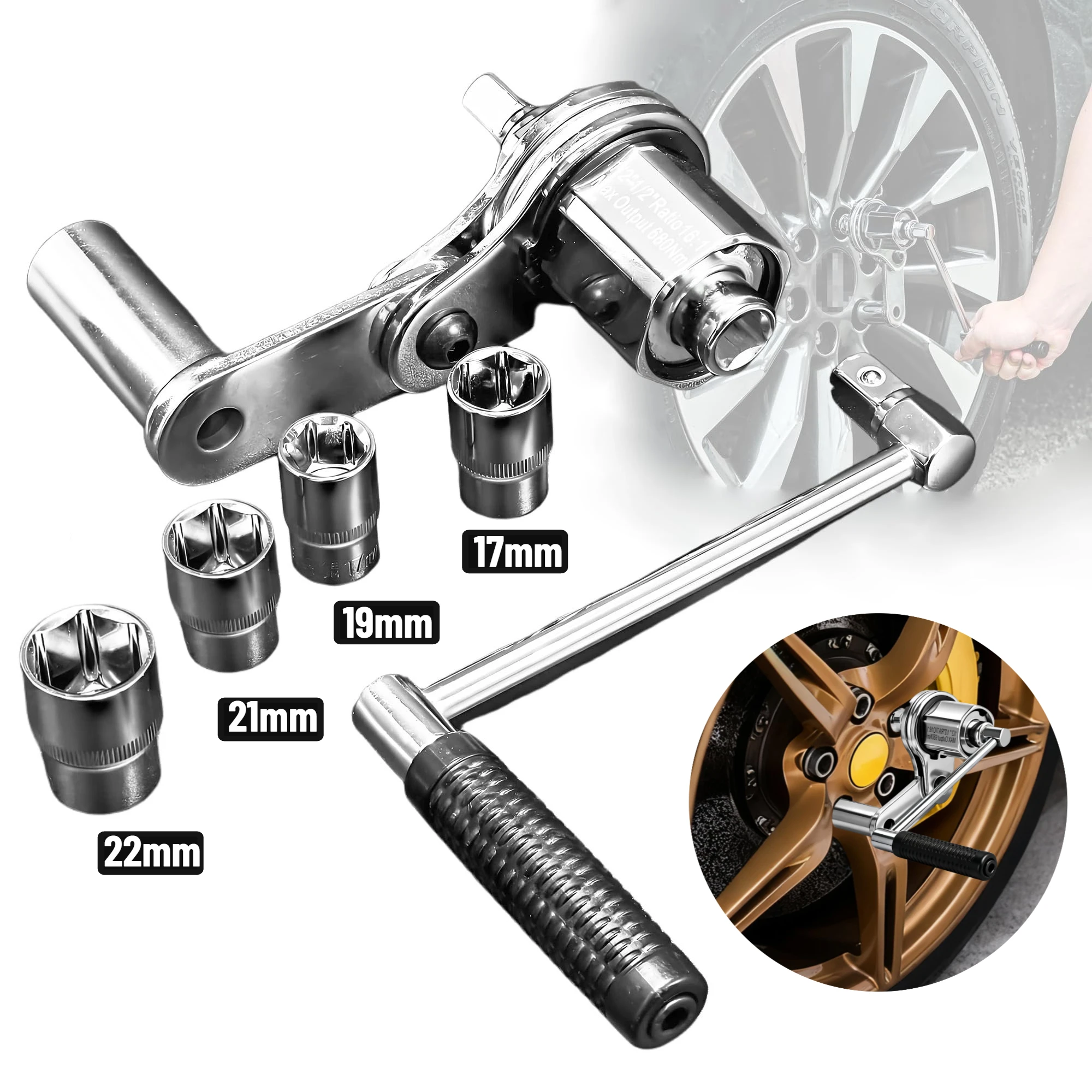 Torque Multiplier Wrench Set Heavy Duty Labor Saving Lug Nut Remover 1/2