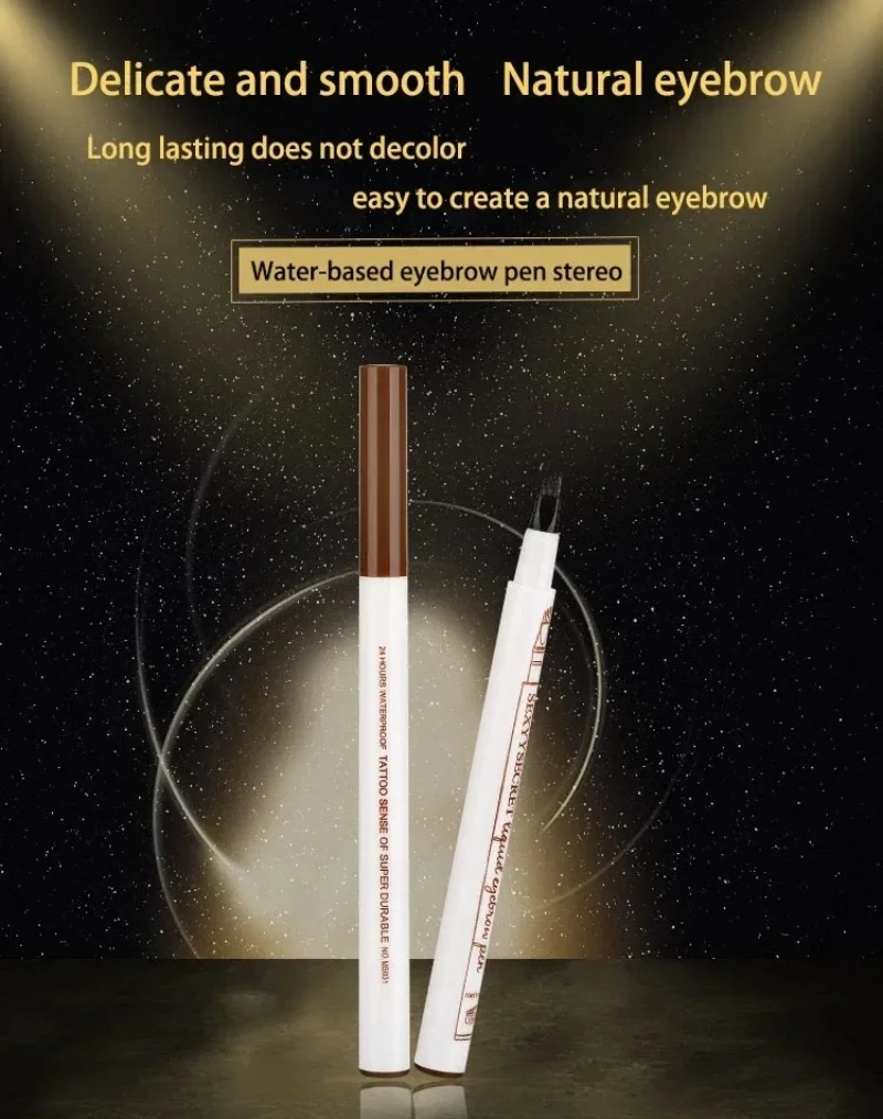 High Quality 4 Points Natural Liquid Eyebrow Pen Makeup 4-Fork Long Lasting Microblade Eye Brow Pencil Dark Brown Black Cosmetic