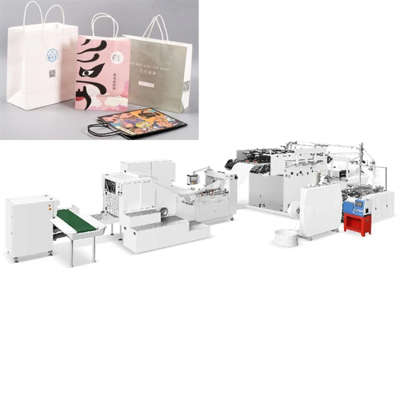 China Semi Automatic High Speed Paper Bag Making Machine Price with Color Printing Paper Bags Machine Making for Sale