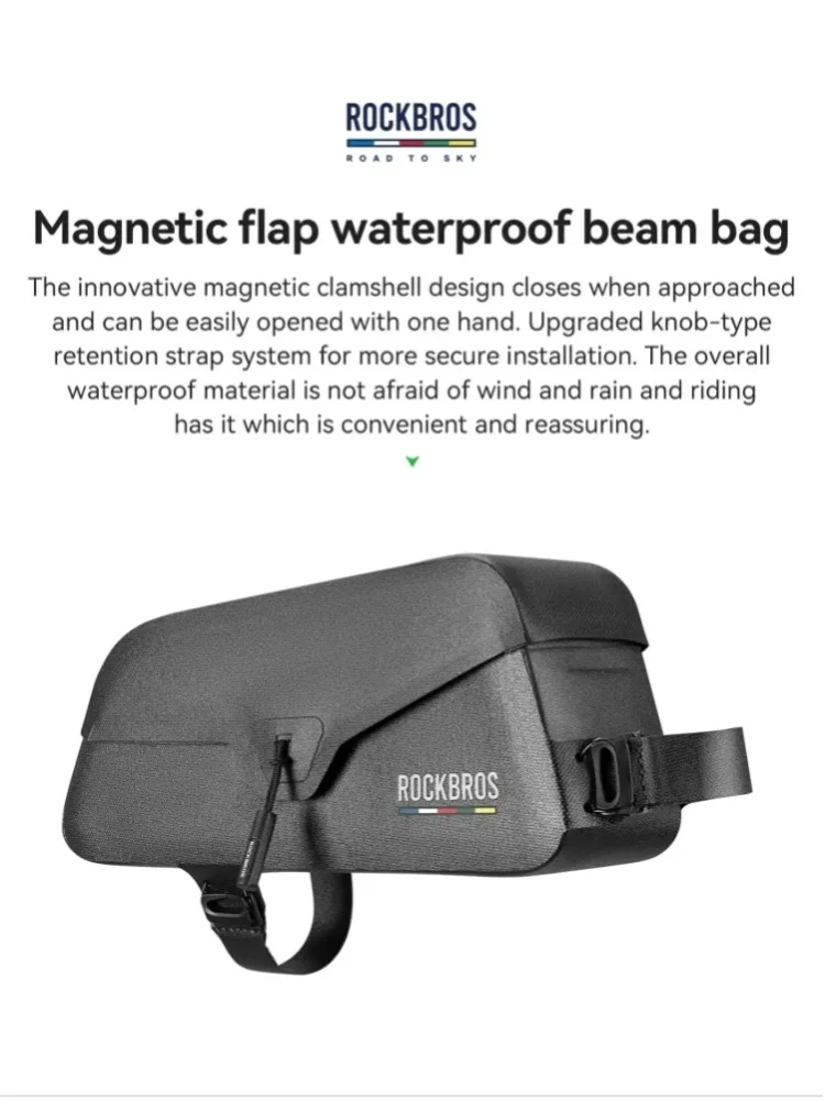 ROCKBROS Lokaler Versand ROAD TO SKY Magnetische Fahrradtaschen für Ober- und Unterrohr, Wasserdichte Handytaschen, Verschleißfeste Saugnapf-Fronttasche
