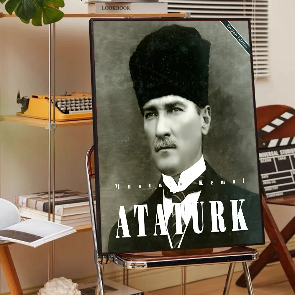 Turkish Mustafa Kemal Ataturk Classic Anime Poster Waterproof Paper Sticker Coffee House Bar Room Wall Decor