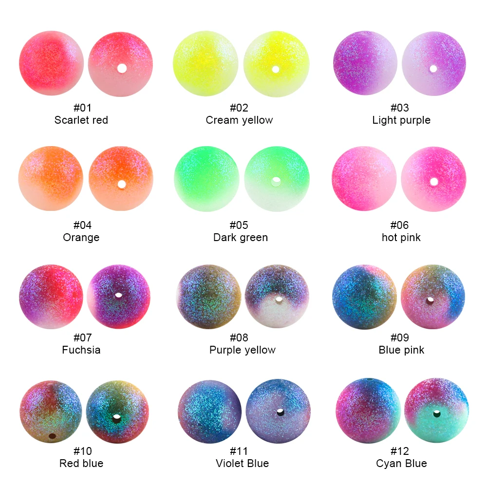 10-30Pcs/lot 16mm 18mm 20mm Resin Ball Round Acrylic Beads Glitter Fashion For Jewelry Making DIY Handmade Bracelets Accessories