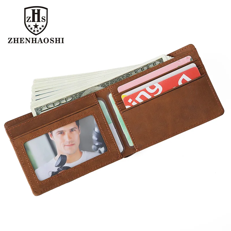 

NEW Slim Leather ID/Credit Card Holder Bifold Front Pocket Wallet with RFID Blocking Business Card Holder Genuine Leather