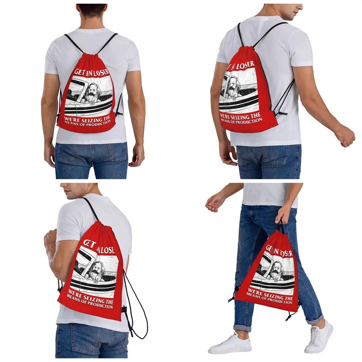 Get In Loser We're Seizing The Means Of Production バックパック ポータブル巾着バッグ シューズバッグ ブックバッグ 旅行 学校用