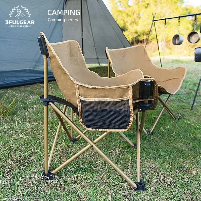 3F UL GEAR Outdoor Folding Chair 2.4kg Ultralight Cotton Moon Chair Portable Leisure Lazy Chair Steel Bracket Camping Fishing