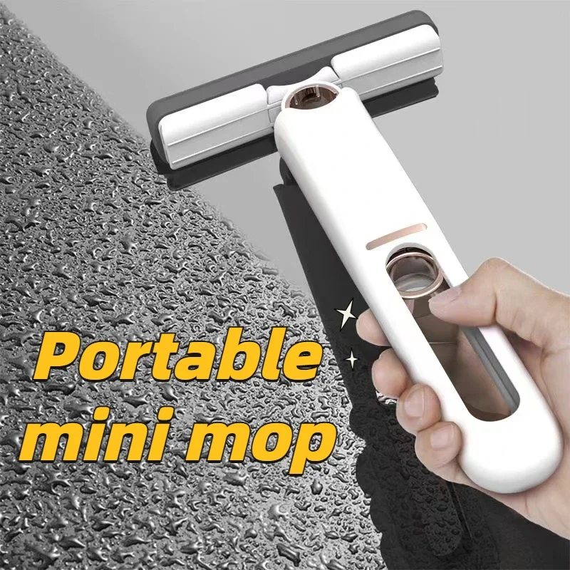 Portable Mini Mop Bathroom Crack Wipe Small Mop Household Lazy Hand-free Absorbent Sponge Mop Simple Desktop Cleaning Tools