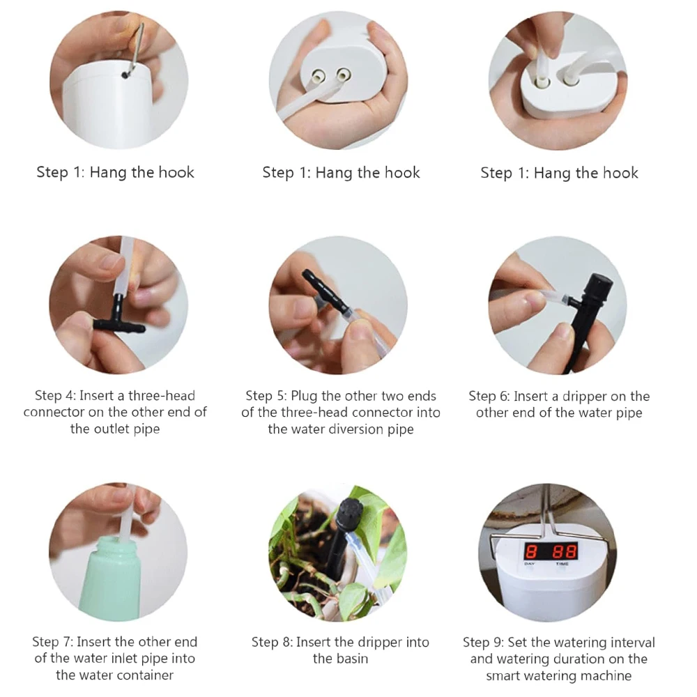 التلقائي زهرة النبات سقي مضخة المنزل الرش بالتنقيط جهاز الري 2/4/8/16 رؤساء مضخة الموقت نظام عدة حديقة أداة #5