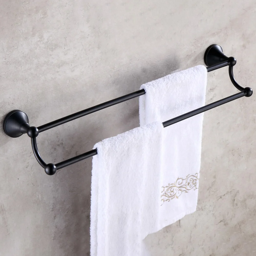 Oil Rubbed Bronze Wall Mounted Double Towel Bar Wall Mounted Bathroom accessoriesTowel Rack Towel Holder  tba852