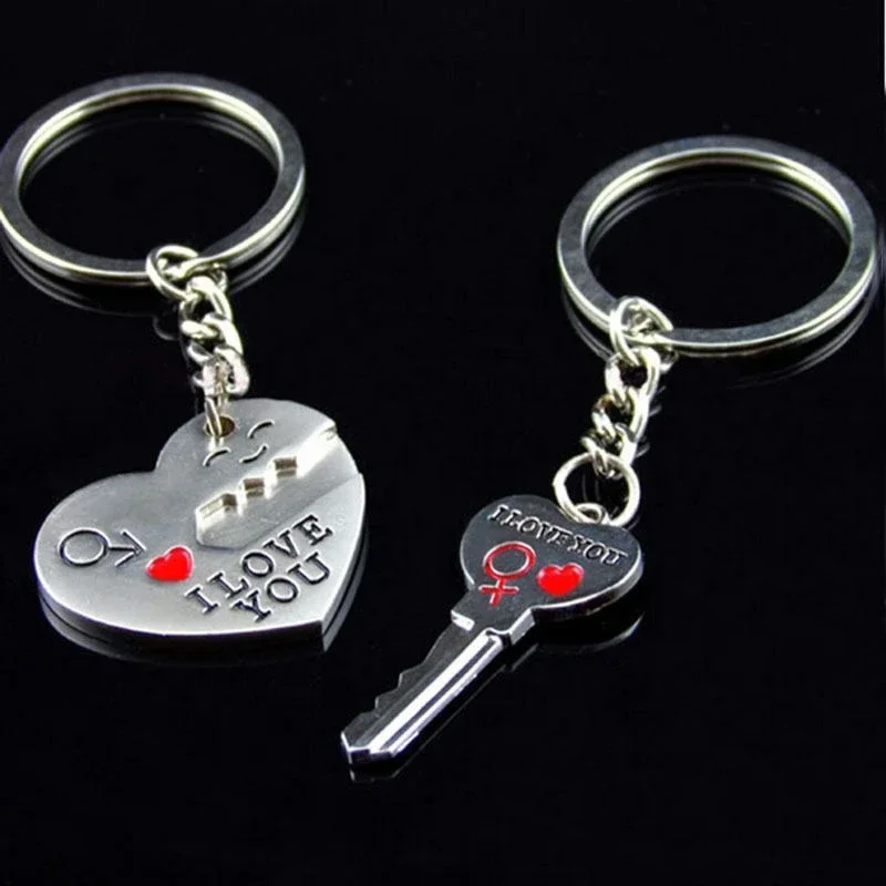 

Delysia King Arrow I Love You Heart Couple Key Chain Ring Cute Letter Printing Keyring Lover Gift Valentine's Day