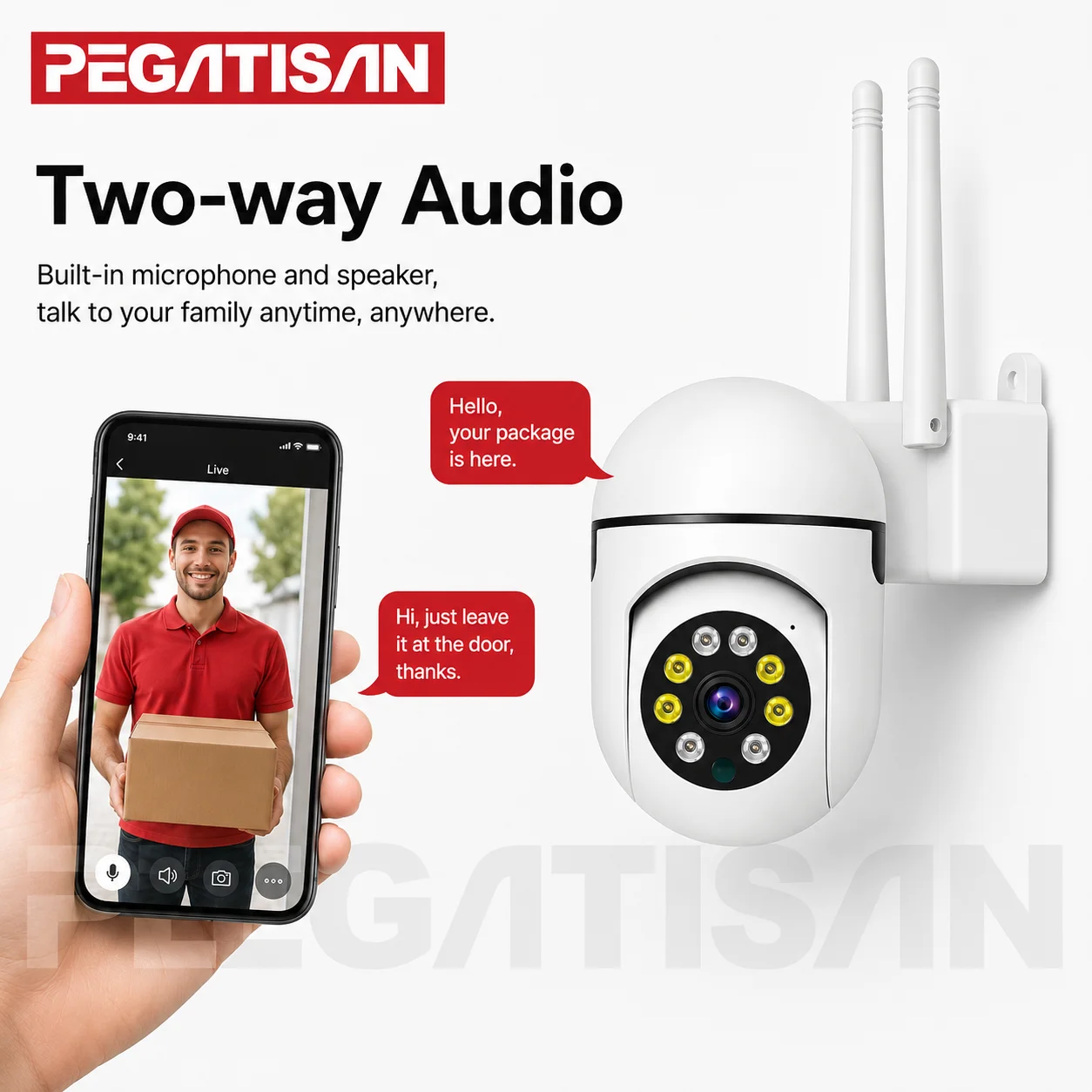 PEGATISAN 3MP O-Kam App WiFi Cam 360 Derajat Putar Anti-maling Monitor Keamanan Pengawasan Kamera Pelacakan Otomatis Audio Dua Arah Kamera Luar Ruangan