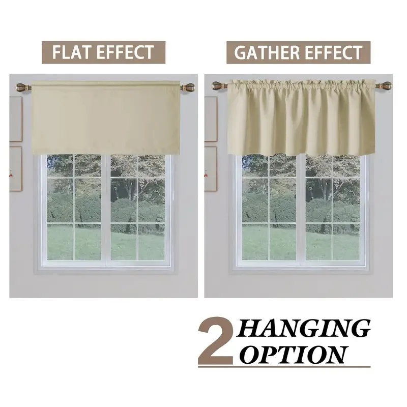 Stylish Solid Color Blackout Curtain Valance Blocks Light Enhances Privacy Small Curtains for Kitchen Bathroom Bedroom Decor