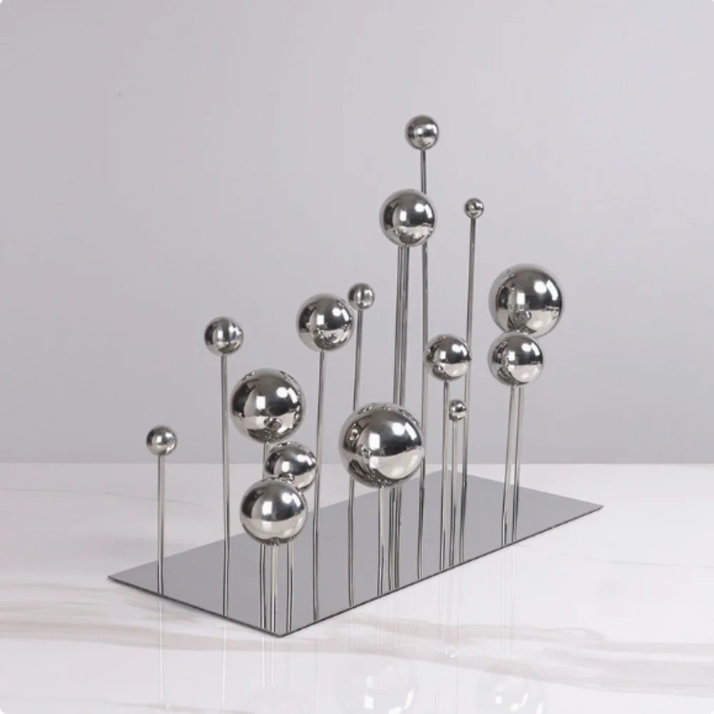 Creative Ball Fulcrum Ornaments Desktop Art Soft Decorations Stainless Steel Base Plastic Spherical Aesthetic Decoration
