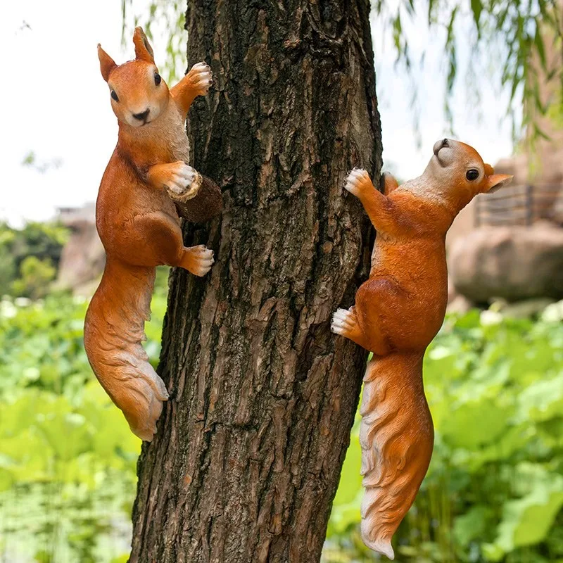 

Home Decorations Squirrel Sculptures Garden Decoration Outdoor Artificial Animal Resin Figurines Tree Pendant Statue Ornaments