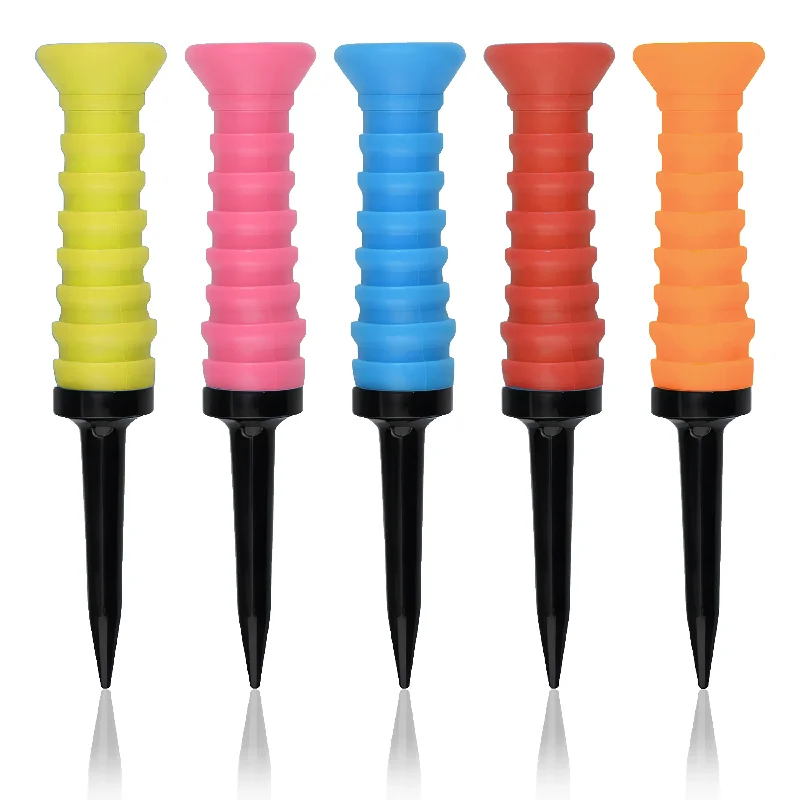 

5pcs 360° Flexible Rubber Golf Tees, 3.27in/83mm, Durable, Low Friction, Vibrant Multicolor - Ideal for Everyday Golfers