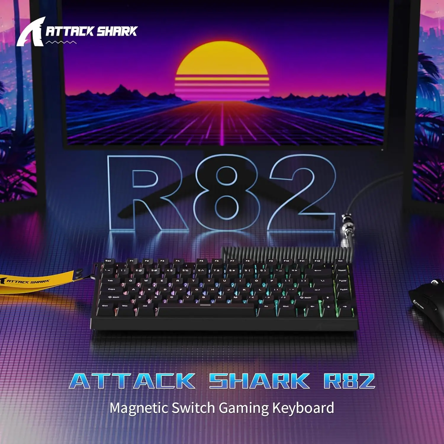 ATTACK SHARK R82 HE Wired 75% Gaming Keyboard, Magnetic Switch, 8K Hz Polling Rate, Ultra-Precision 0.005mm RT Tech, RGB Backlit