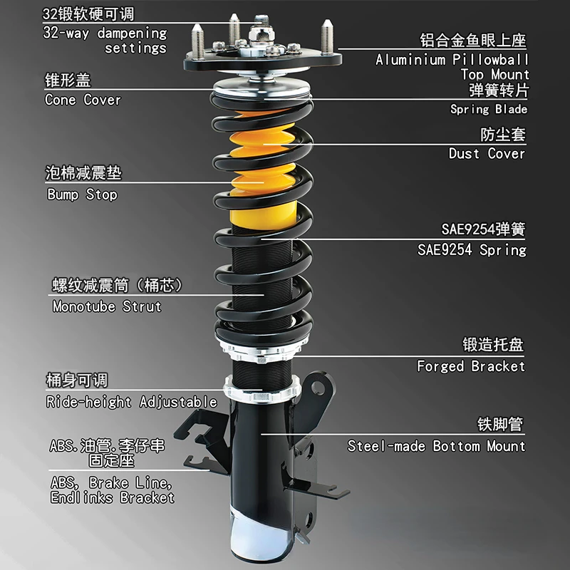 Coilover Schokdemper Geschikt Voor Het Vliegen Van 10 Generatie Civic Gk5 Accord A3a4 Lamando Modificatie