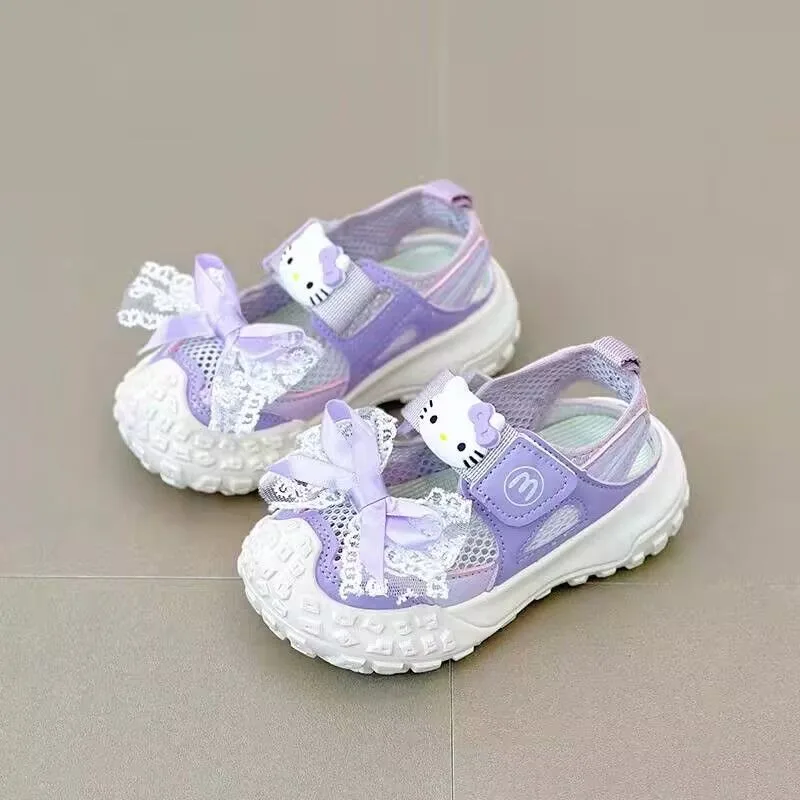 Sepatu Putri Ins Anime Sanrio Kawaii Hati Feminin 2025 Hadiah Sandal Olahraga Anak-anak Bersol Lembut Mode Lucu Musim Panas Baru