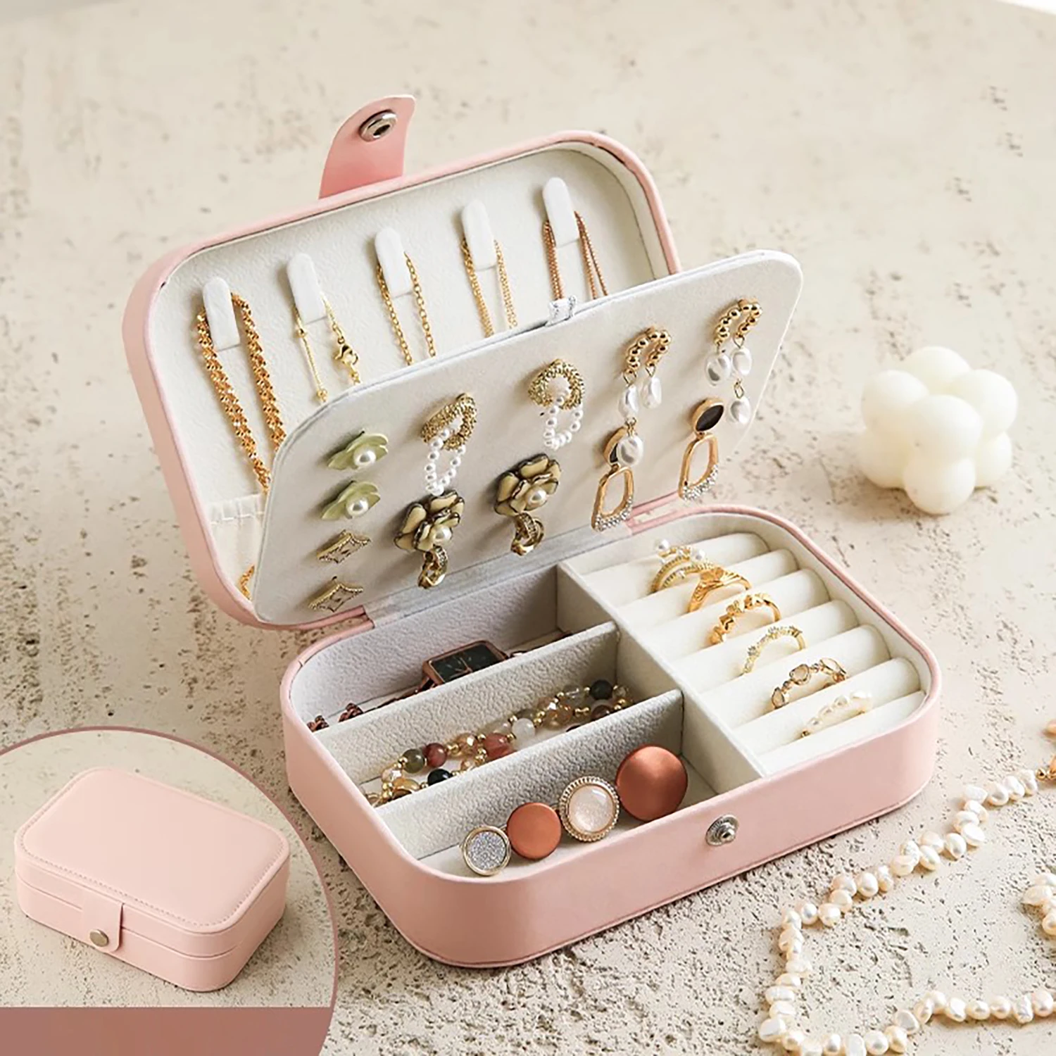 

1 Pc Jewellery Earring Necklace Ring Dustproof Storage Box Home Desktop Organiser Gift Box Gift for Friends and Lovers