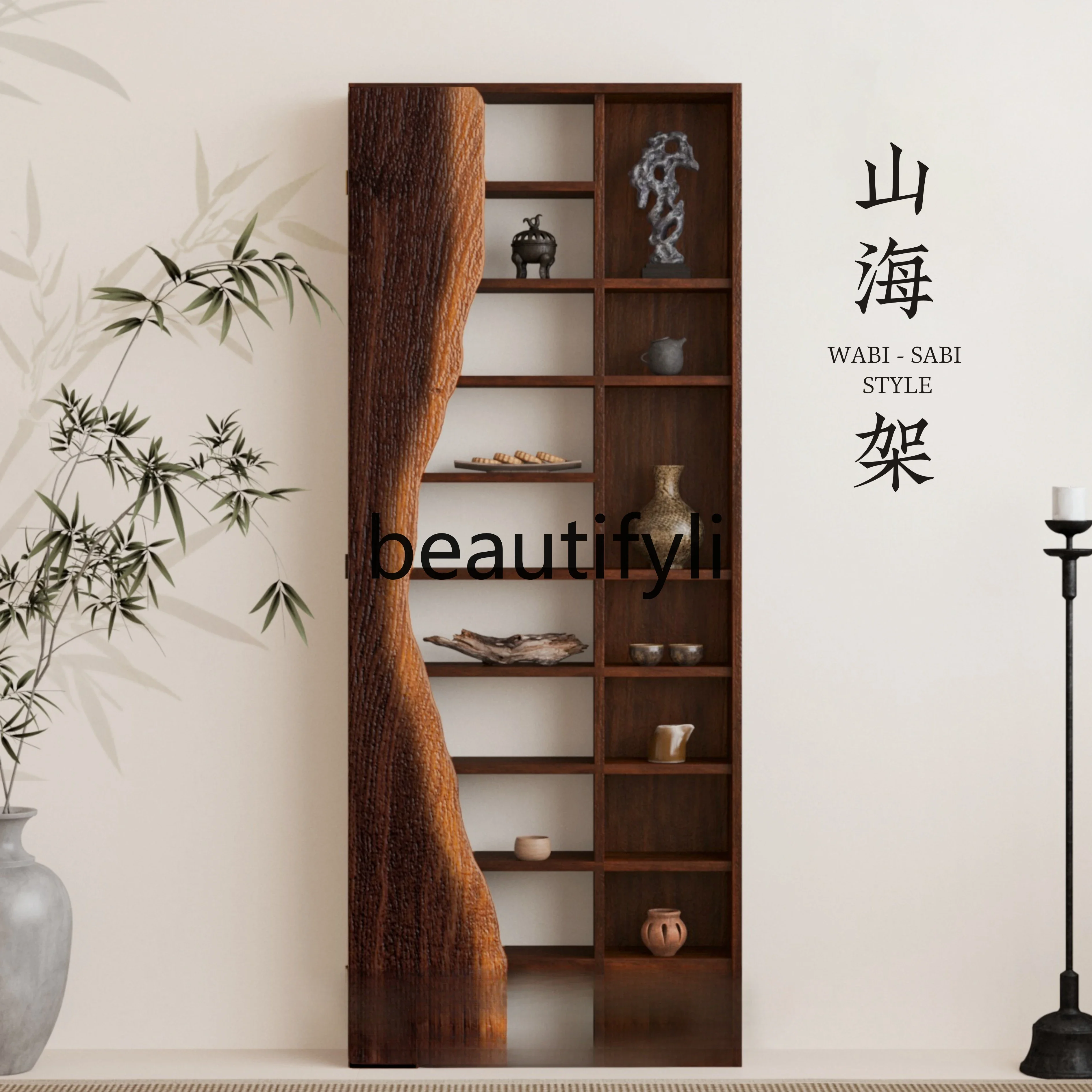 Bogu rack Solid wood teacup rack Duobao Pavilion Wall-mounted storage Antique Storage rack