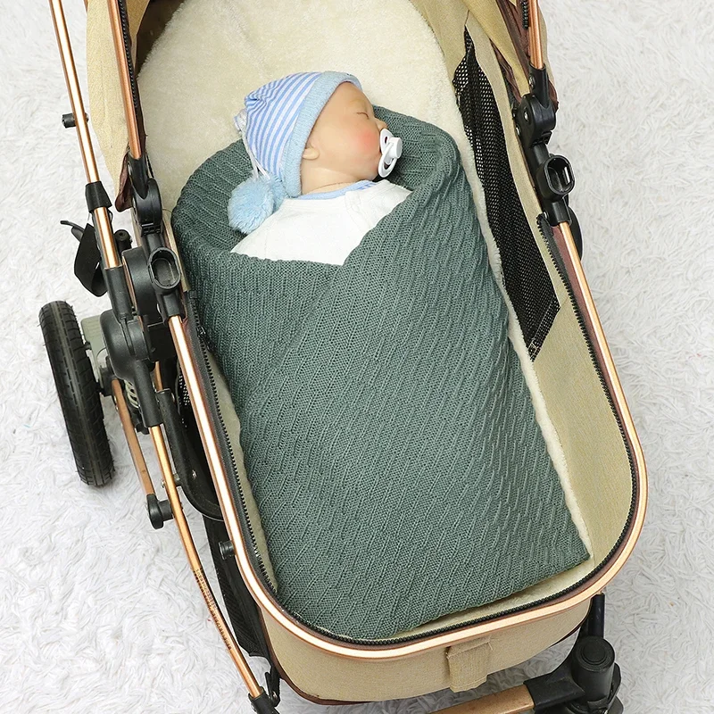 Baby Blanket Knitted Newborn Girls Boys Sleeping Bedding Quilt 90*70CM Plaid Stroller SwaddleFashion Solid Soft Covers Sleepsack