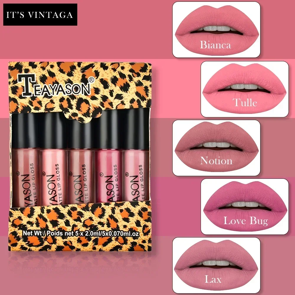 5 pz/set rossetti di velluto opaco impermeabile rossetto nudo Sexy Vampire Lip Stick trucco cosmetici rossetto liquido