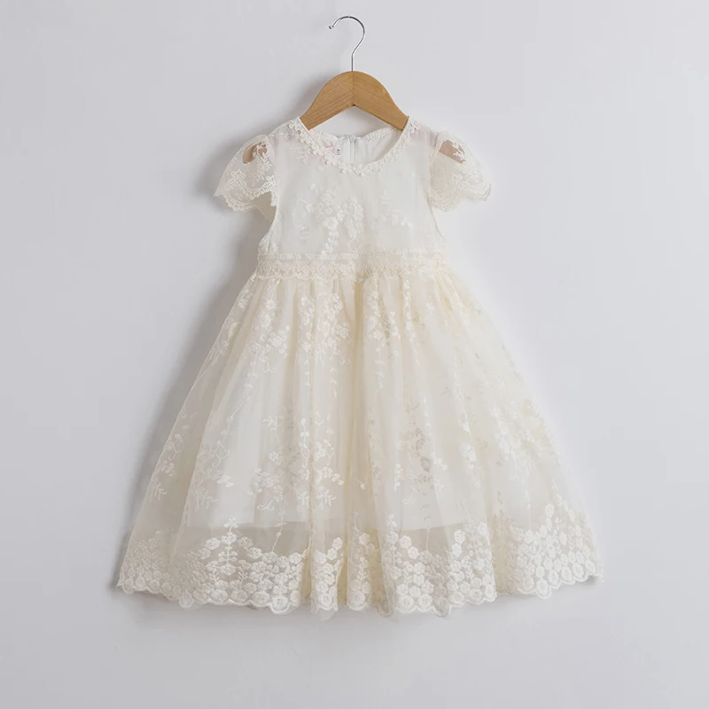 Elegant Lace Dress for Girls Flower White Tulle First Communion Gown Bohemia Costume Child Pageant Wedding Evening Party Vestido